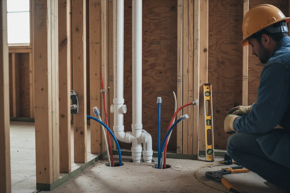 Drain and supply rough-in during Garbage Disposal Repair in Glen Easton